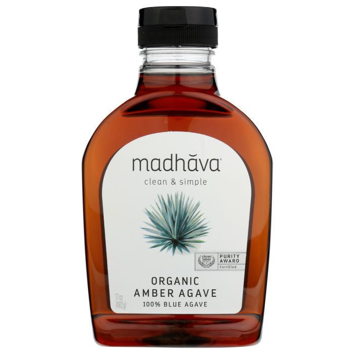 MADHAVA HONEY: Organic Amber Agave, 17 oz