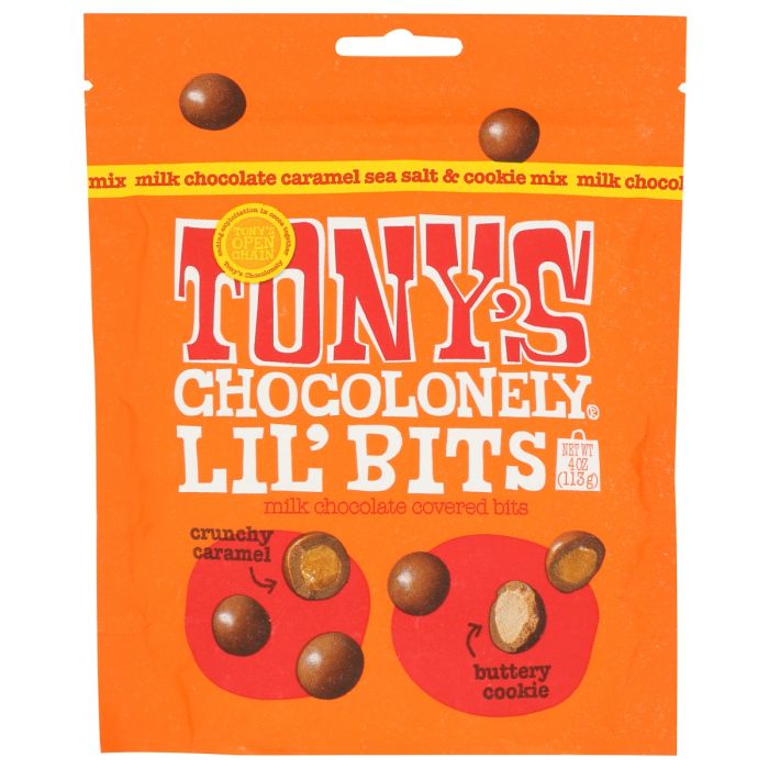 TONYS CHOCOLONELY: Milk Chocolate Sea Salt And Cookie Lil Bits, 4 oz