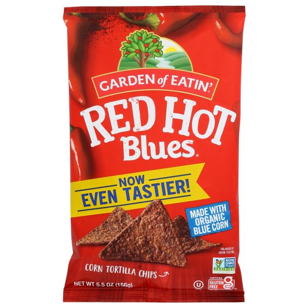 GARDEN OF EATIN: Red Hot Blues Tortilla Chips, 5.5 oz