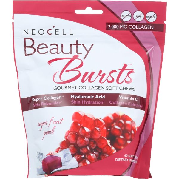 NEOCELL: Beauty Bursts Gourmet Collagen Soft Chews Super Fruit Punch, 60 pc