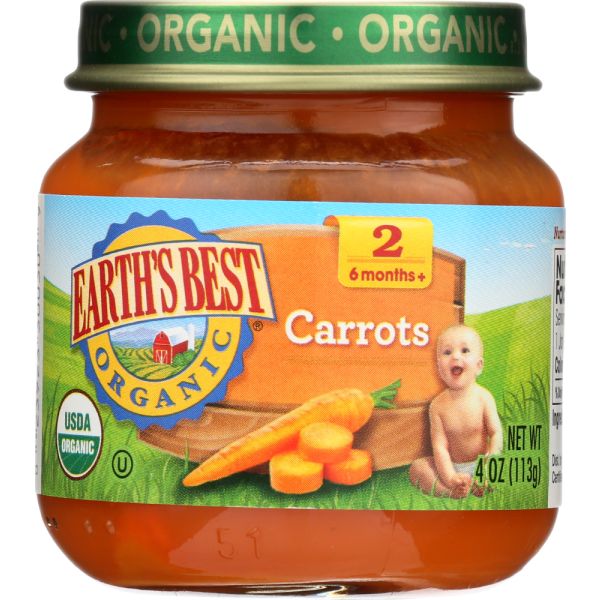 EARTH'S BEST: Organic Baby Food Stage 2 Carrots, 4 oz