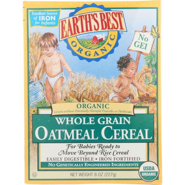 Earth's Best Organic Whole Grain Oatmeal Cereal, 8 oz