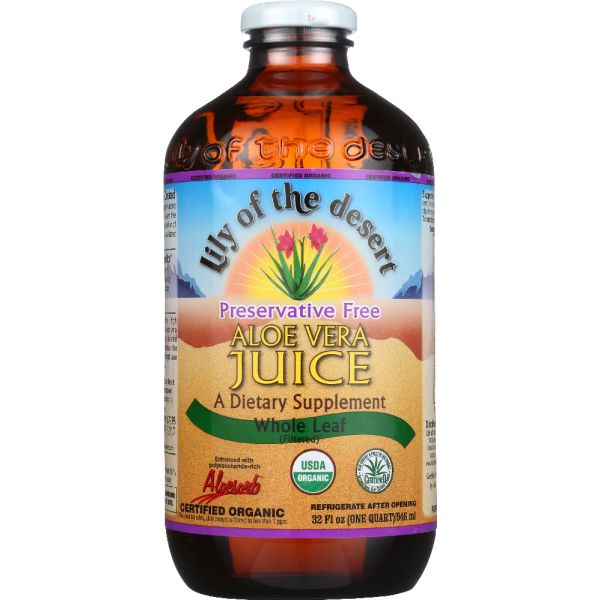 LILY OF THE DESERT: Organic Aloe Vera Juice Whole Leaf, 32 oz