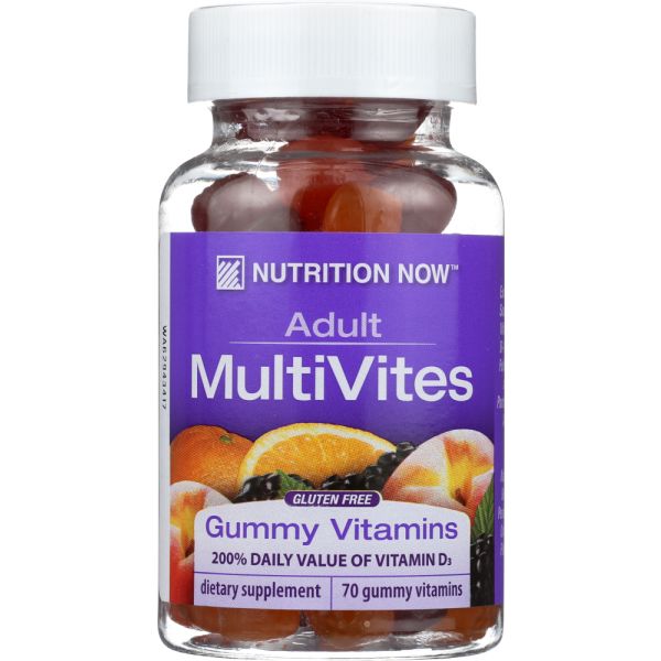 NUTRITION NOW: Multi Vites Adult Gummy Vitamins Berry Peach & Orange, 70 Count