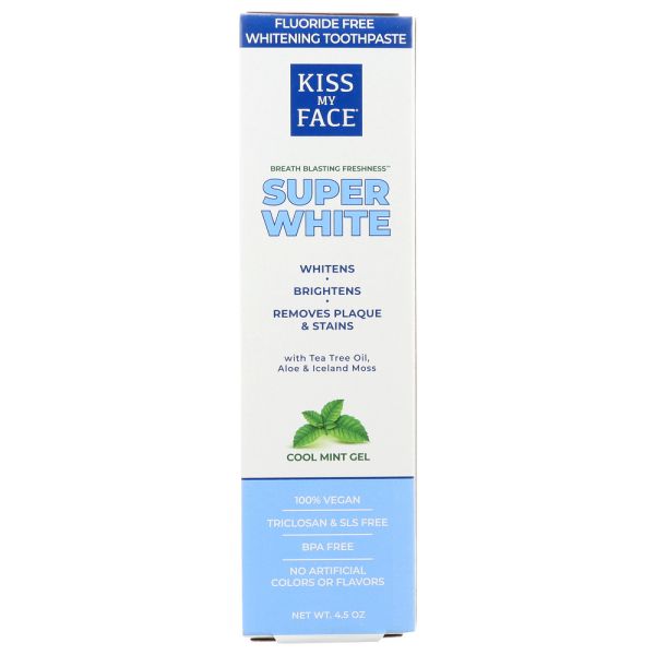 KISS MY FACE: Whitening Cool Mint Gel Fluoride Free Toothpaste, 4.5 oz