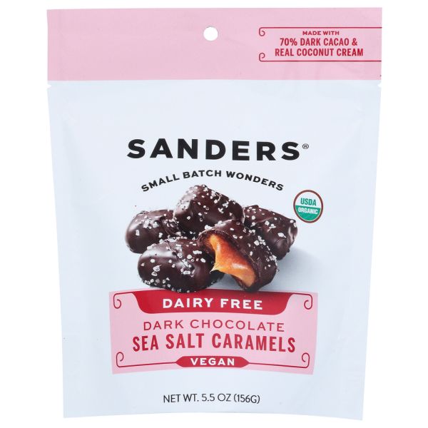 SANDERS: Dark Chocolate Sea Salt Caramels Dairy Free, 5.5 oz