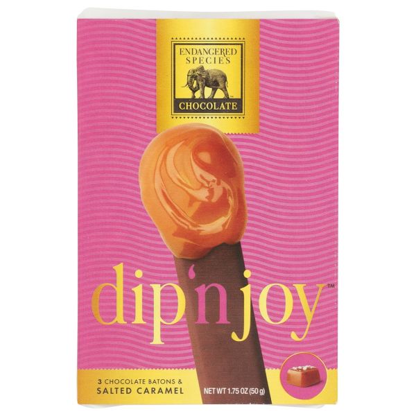 ENDANGERED SPECIES: Dip N Joy Dark Chocolate Batons And Salted Caramel, 1.75 oz