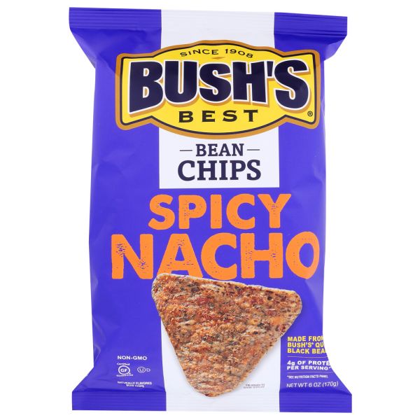 BUSHS BEST: Chips Spicy Nacho Bean, 6 oz