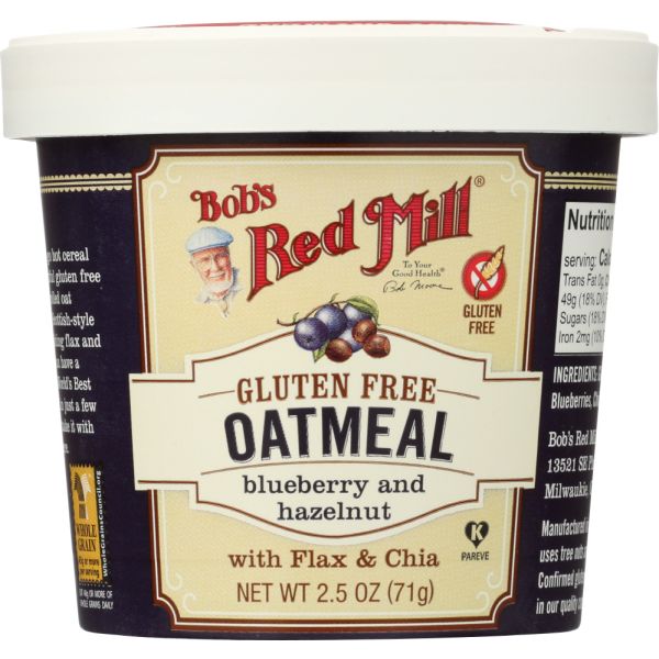 BOBS RED MILL: Gluten Free Blueberry and Hazelnut Oatmeal Cup, 2.5 oz