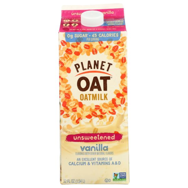 PLANET OAT: Oatmilk Unsweetened Vanilla, 52 oz