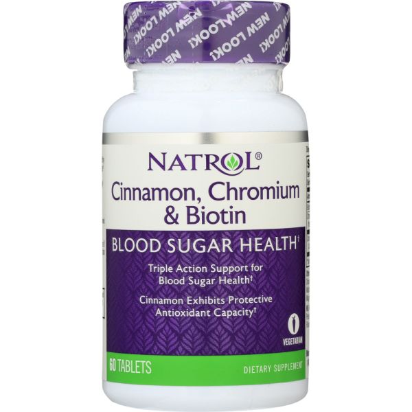 NATROL: Cinnamon Biotin Chromium, 60 tablets