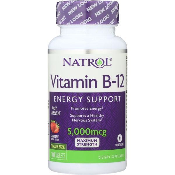 NATROL: Vitamin B-12 Fast Dissolve Strawberry 5000 Mcg, 100 tablets