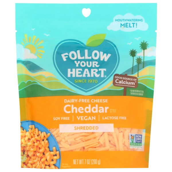 FOLLOW YOUR HEART: Cheddar Shredded, 7 oz