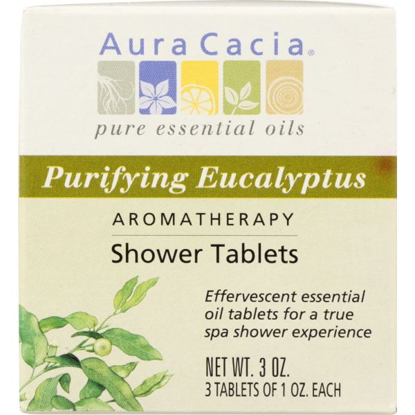 AURA CACIA: Aromatherapy Shower Tablets Purifying Eucalyptus 3 tablets (1 oz each), 3 oz