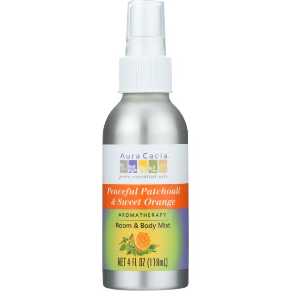 AURA CACIA: Peaceful Patchouli & Sweet Orange Room & Body Mist, 4 oz