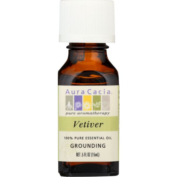 AURA CACIA: 100% Pure Essential Oil Vetiver, 0.5 Oz