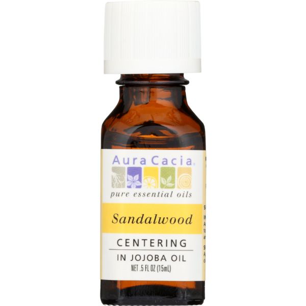 AURA CACIA: Sandalwood in Jojoba Oil, 0.5 oz