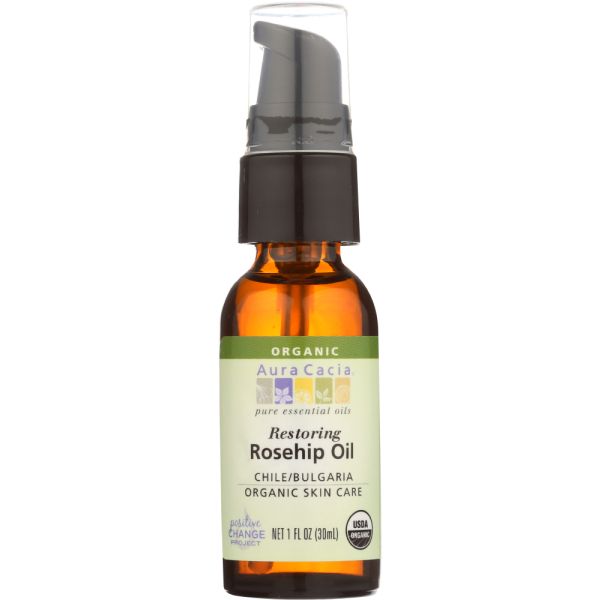 AURA CACIA: Organic Rosehip Oil with Vitamin E Natural Skin Care, 1 oz