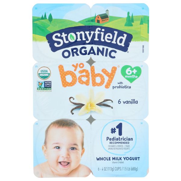 STONYFIELD: Organic Yobaby Vanilla Yogurt 6 Pack (4 oz each), 24 oz