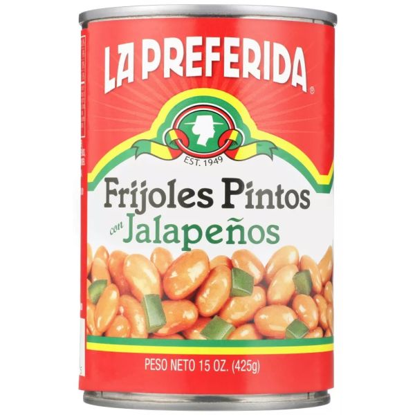 LA PREFERIDA: Pinto Beans With Jalapeno, 15 oz