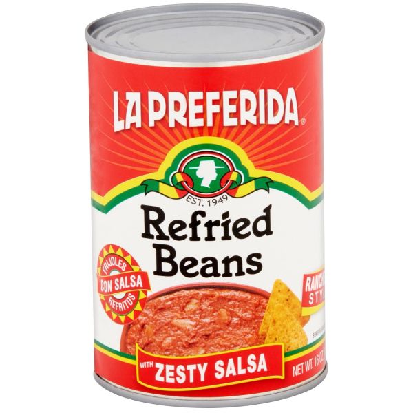 LA PREFERIDA: Refried Beans With Zesty Salsa, 16 oz
