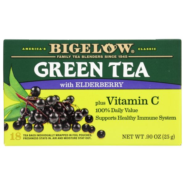 BIGELOW: Green Tea with Elderberry plus Vitamin C 18 Teabags, 0.9 oz