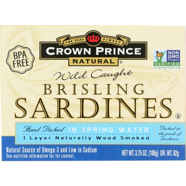 CROWN PRINCE: Brisling Sardines In Spring Water, 3.75 oz