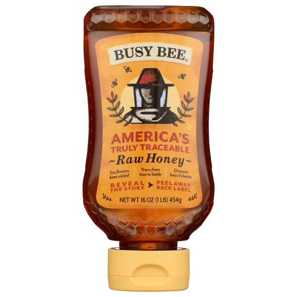 BUSY BEE: Raw Honey Usa Inverted Pet, 16 oz