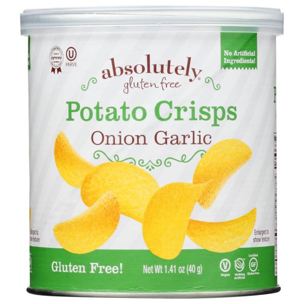 ABSOLUTELY GLUTEN FREE: Onion Garlic Potato Crisps, 1.41 oz