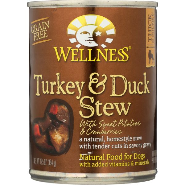 WELLNESS: Turkey & Duck Stew with Sweet Potatoes Dog Food, 12.5 oz