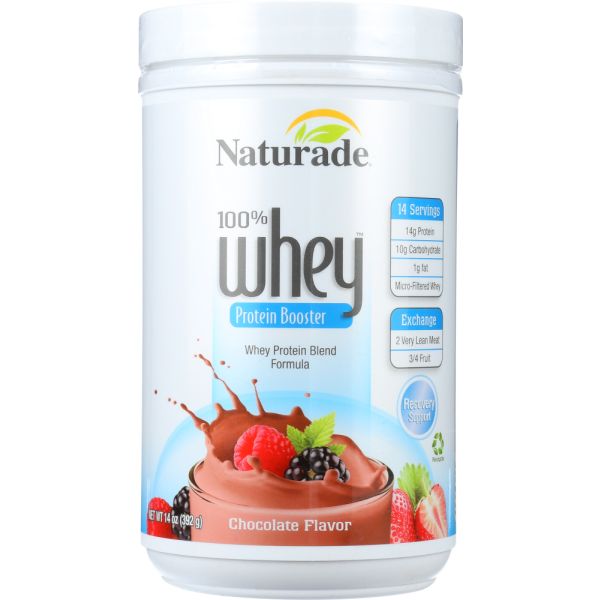 NATURADE: 100% Whey Protein Booster Chocolate Flavor, 14 oz