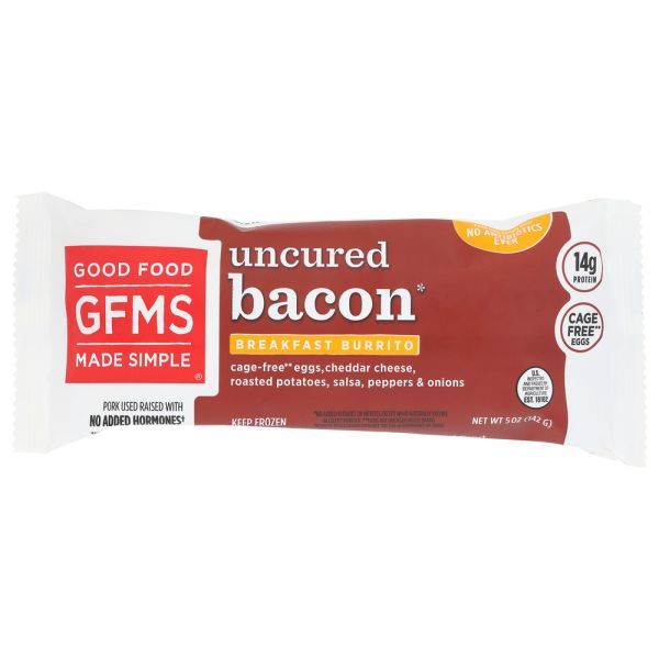 GOOD FOOD MADE SIMPLE: Uncured Bacon Breakfast Burrito, 5 oz