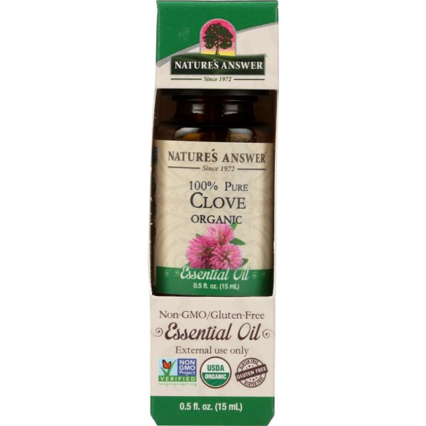 NATURE'S ANSWER: Organic Essential Oil 100% Pure Clove, 0.5 oz