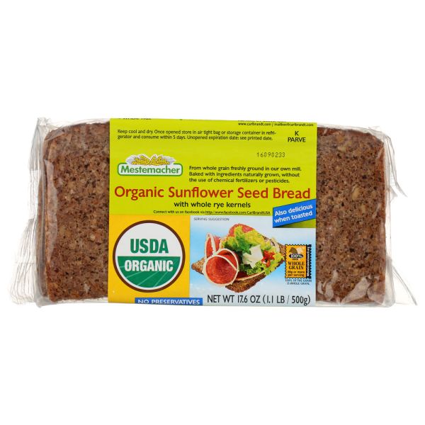 MESTEMACHER: Organic Sunflower Seed Bread, 17.6 oz