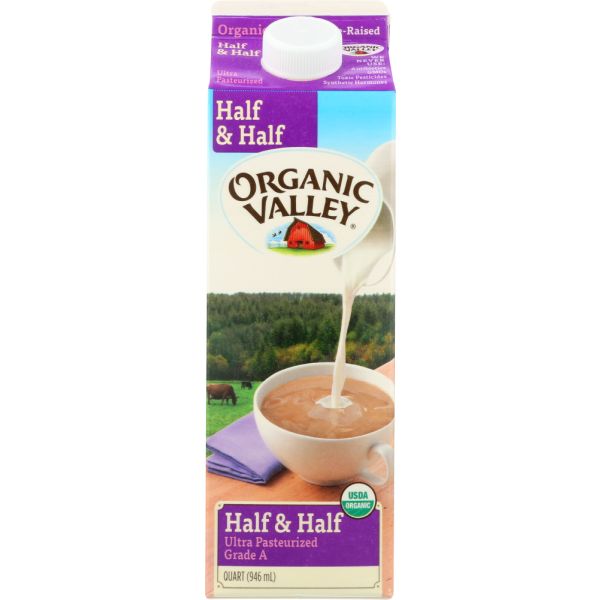 ORGANIC VALLEY: Half & Half Ultra Pasteurized Grade A, 32 oz