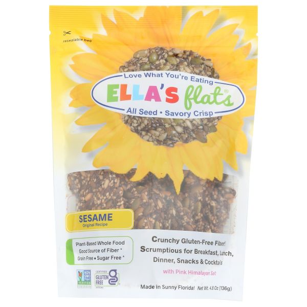 ELLAS FLATS: Crackers Sesame, 6 oz