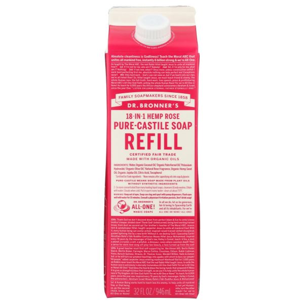 DR. BRONNER'S: Soap Refill Rose, 32 fo