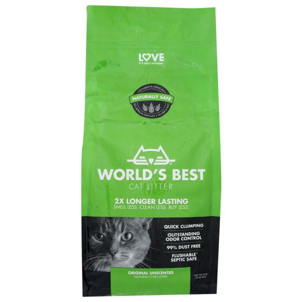 WORLDS BEST CAT LITTER: Original Unscented Litter Clumping Formula, 8 lb