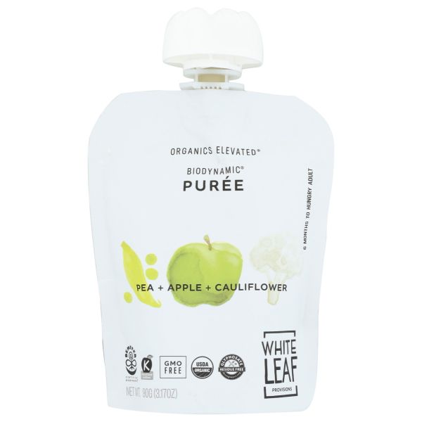 WHITE LEAF PROVISIONS: Baby Food Pea App Caulif, 90 gm