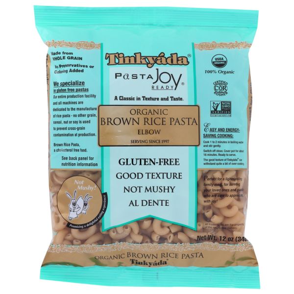 TINKYADA: Organic Brown Rice Pasta Elbow, 12 oz