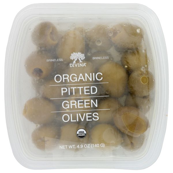 DIVINA: Organic Green Olives Pitted, 4.2 oz