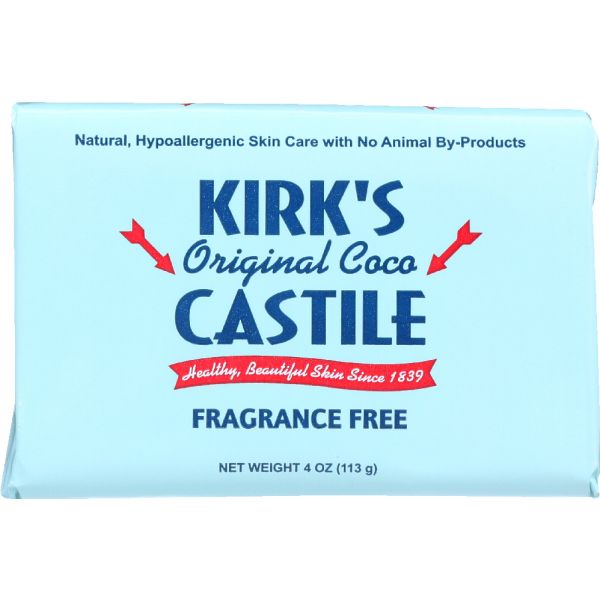 KIRK'S: Original Coco Castile Bar Soap Fragrance Free, 4 oz