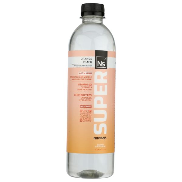 NIRVANA SUPER: Water Rtd Orange Peach, 16.9 fo