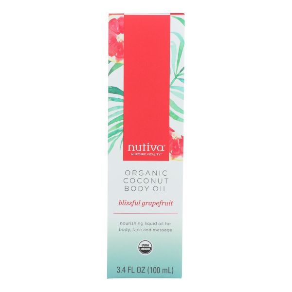 NUTIVA: Organic Coconut Body Oil Grapefruit, 3.4 oz