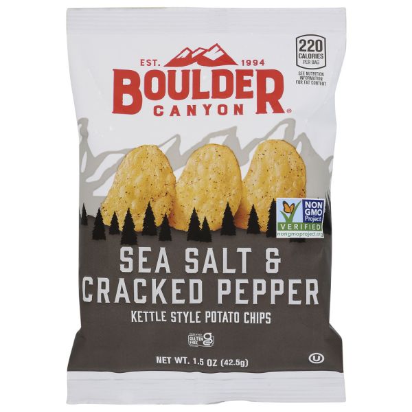 BOULDER CANYON: Sea Salt & Cracked Pepper Kettle Cooked Potato Chips, 1.5 oz