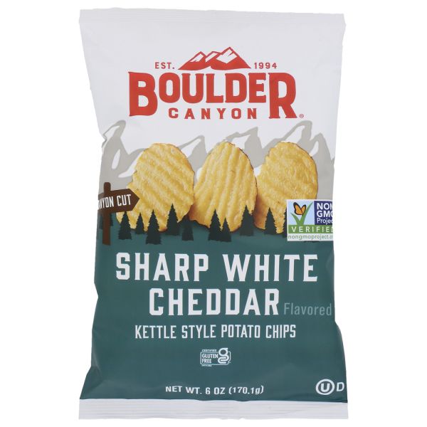 BOULDER CANYON: Canyon Cut Sharp White Cheddar Kettle Cooked Chips, 6 oz