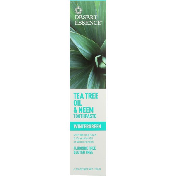 DESERT ESSENCE: Natural Tea Tree Oil and Neem Toothpaste Wintergreen, 6.25 oz