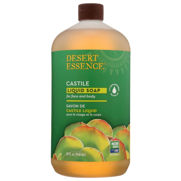 DESERT ESSENCE: Castile Liquid Soap with Eco-Harvest Tea Tree Oil, 32 oz