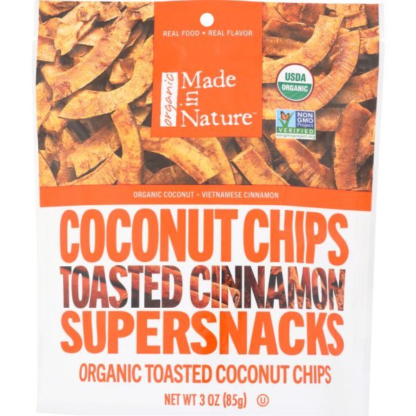 MADE IN NATURE: Organic Toasted Coconut Chips Cinnamon, 3 oz