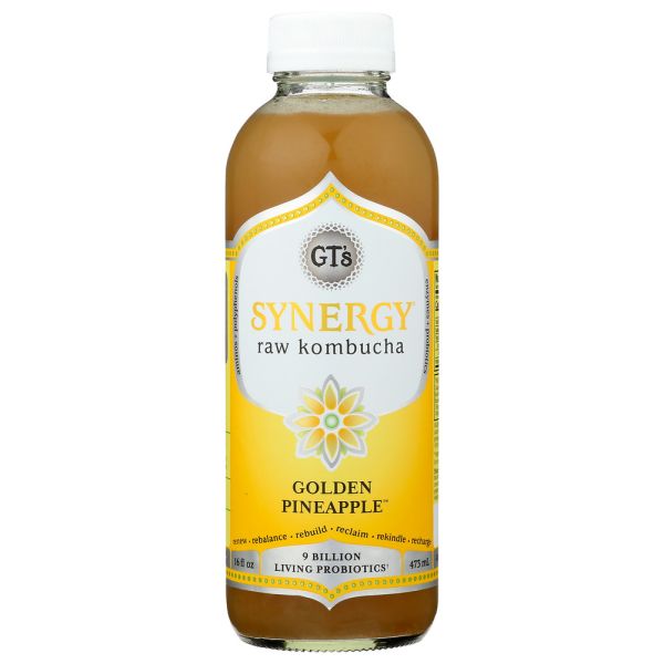 GT ENLIGHTENED KOMBUCHA: Synergy Golden Pineapple Kombucha, 16 fo